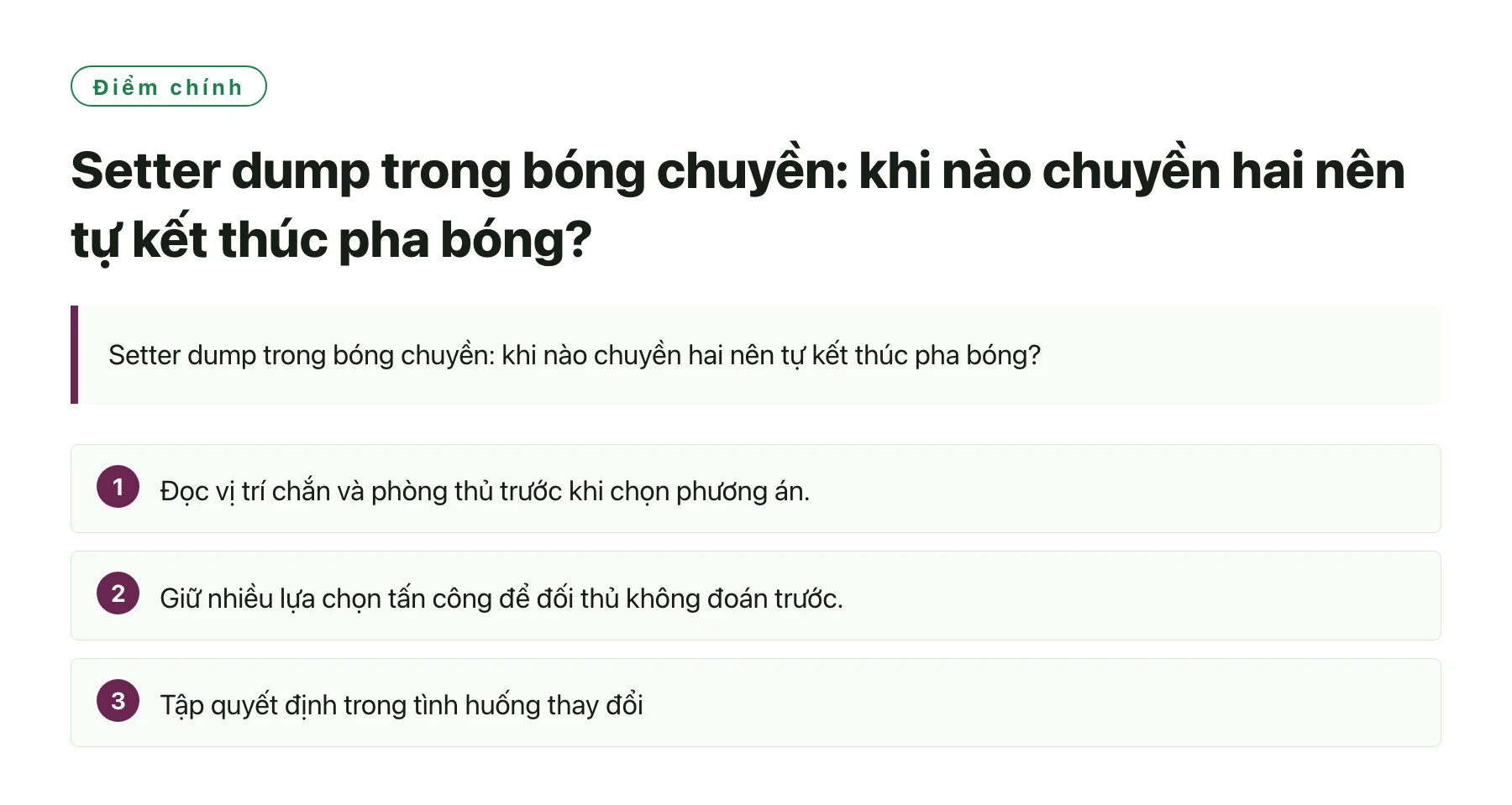 Setter dump trong bóng chuyền: khi nào chuyền hai nên tự kết thúc pha bóng?——全文要点速览